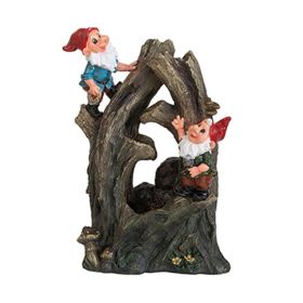 8.3x4.7x13.8" Decorative Woodland Gnome Water Fountain with LED Light, Brown 8.3x4.7x13.8" Decorative Woodland Gnome Water Fountain with LED Light, Brown