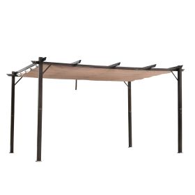 10' x 13' Outdoor Retractable Pergola Canopy, Aluminum Patio Pergola, Backyard Shade Shelter for Porch Party, Garden, Grill Gazebo, Brown 10' x 13' Outdoor Retractable Pergola Canopy, Aluminum Patio Pergola, Backyard Shade Shelter for Porch Party, Garden, Grill Gazebo, Brown
